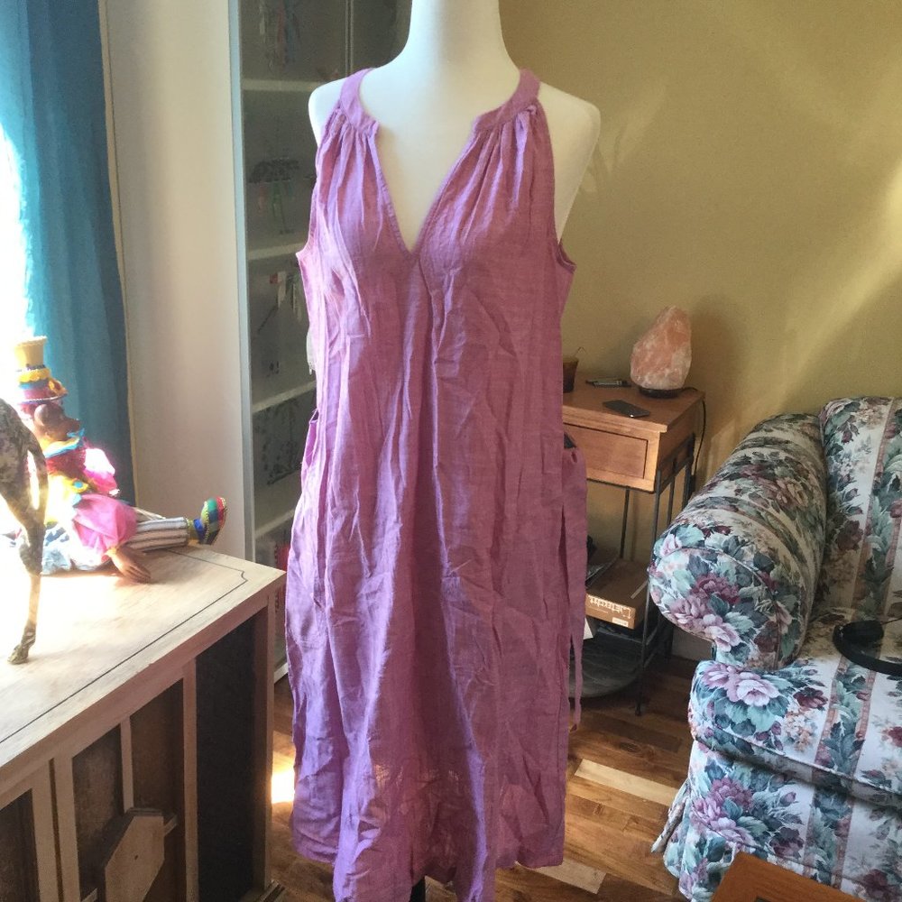 NWT A new day 100% cotton  dress with pockets and belt size medium pink